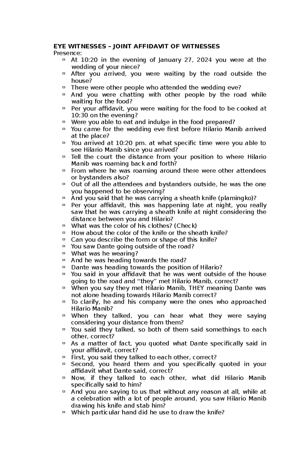 EYE Witnesses - asasas - EYE WITNESSES – JOINT AFFIDAVIT OF WITNESSES ...