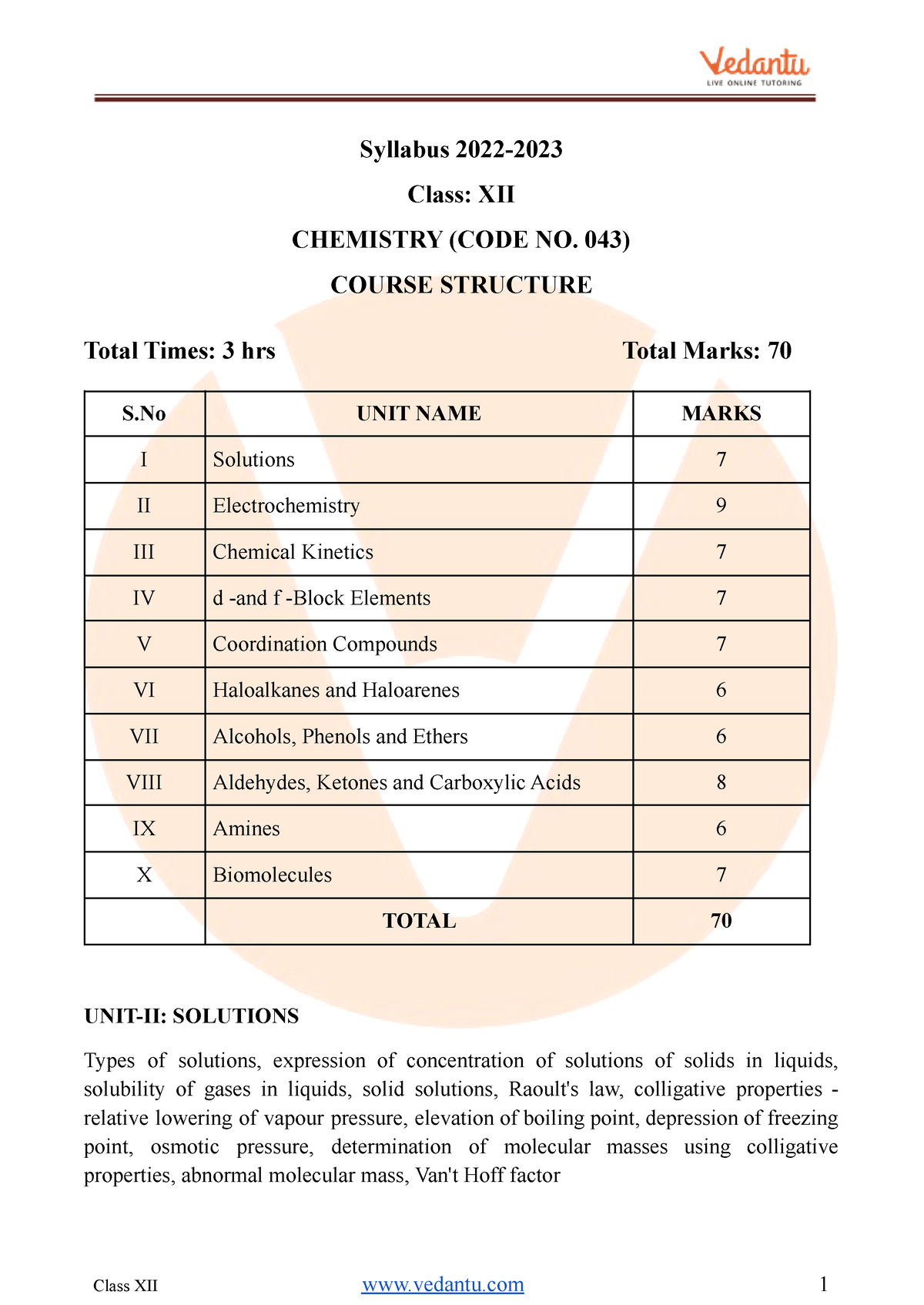 Cbse Class 12 Chemistry Syllabus Syllabus 2022 Class Xii Chemistry Code No 043 Course 2998