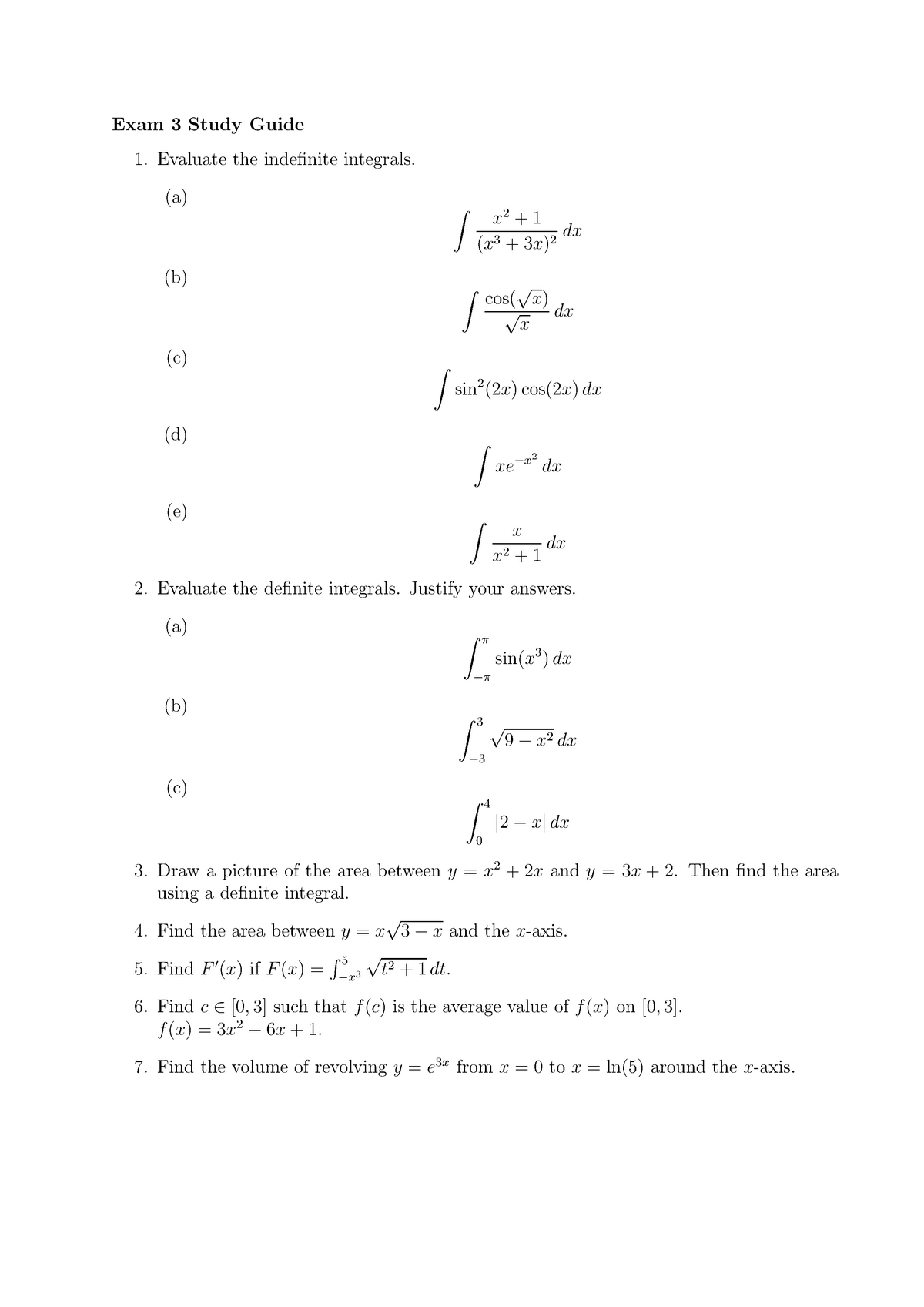 Study Guide For Exam 3 Math 150a Studocu