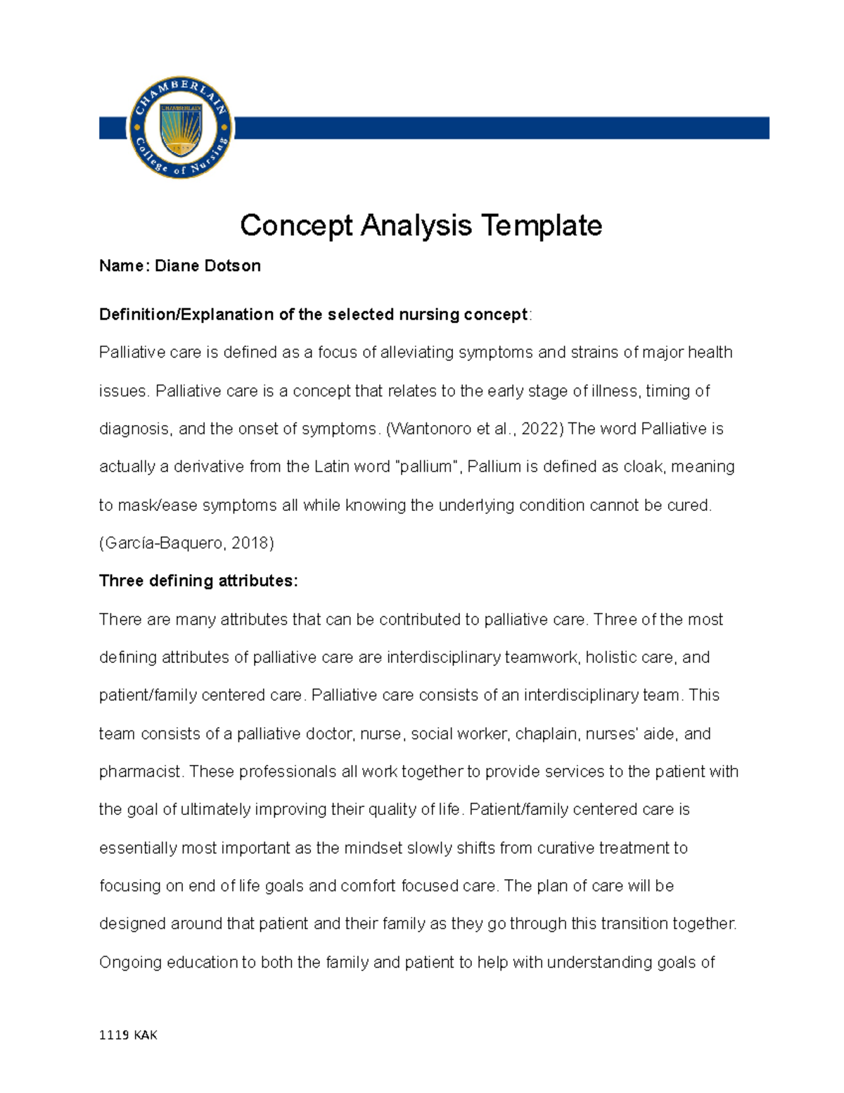 NR501NP Concept Analysis - Concept Analysis Template Name: Diane Dotson ...