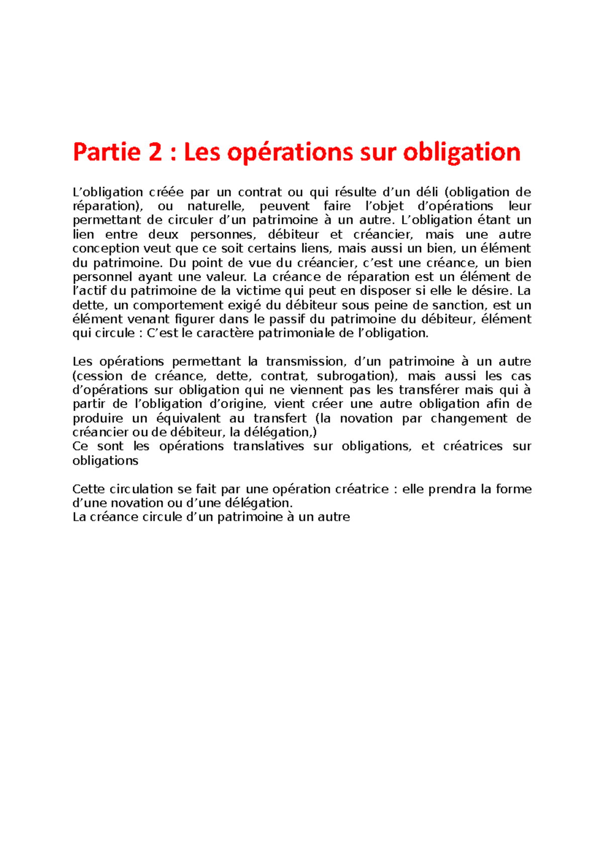 cession de créance et subrogation - Partie 2 : Les opérations sur ...