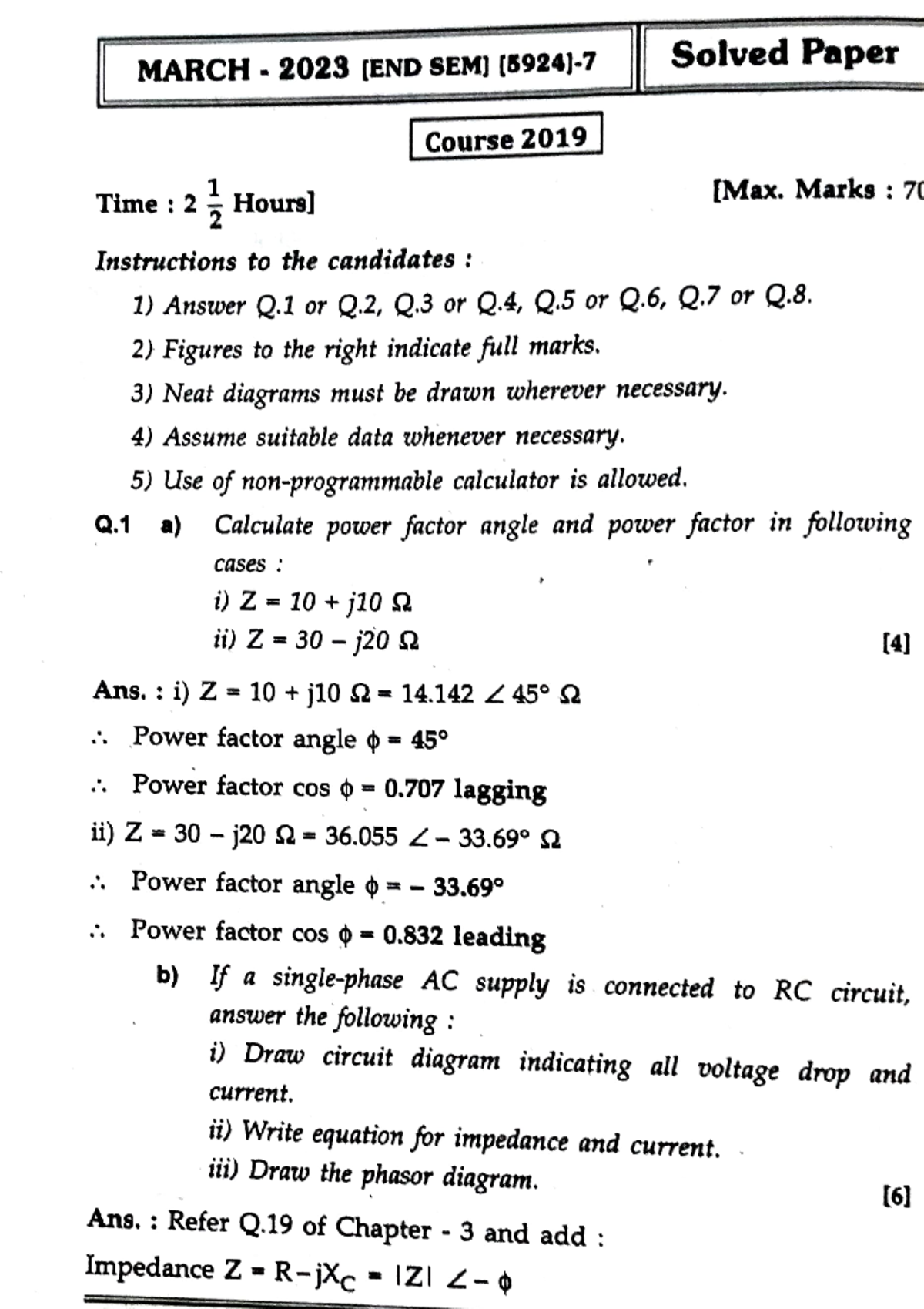 BEE 2023 Solved - Notes - Mechanical Engineering - Studocu