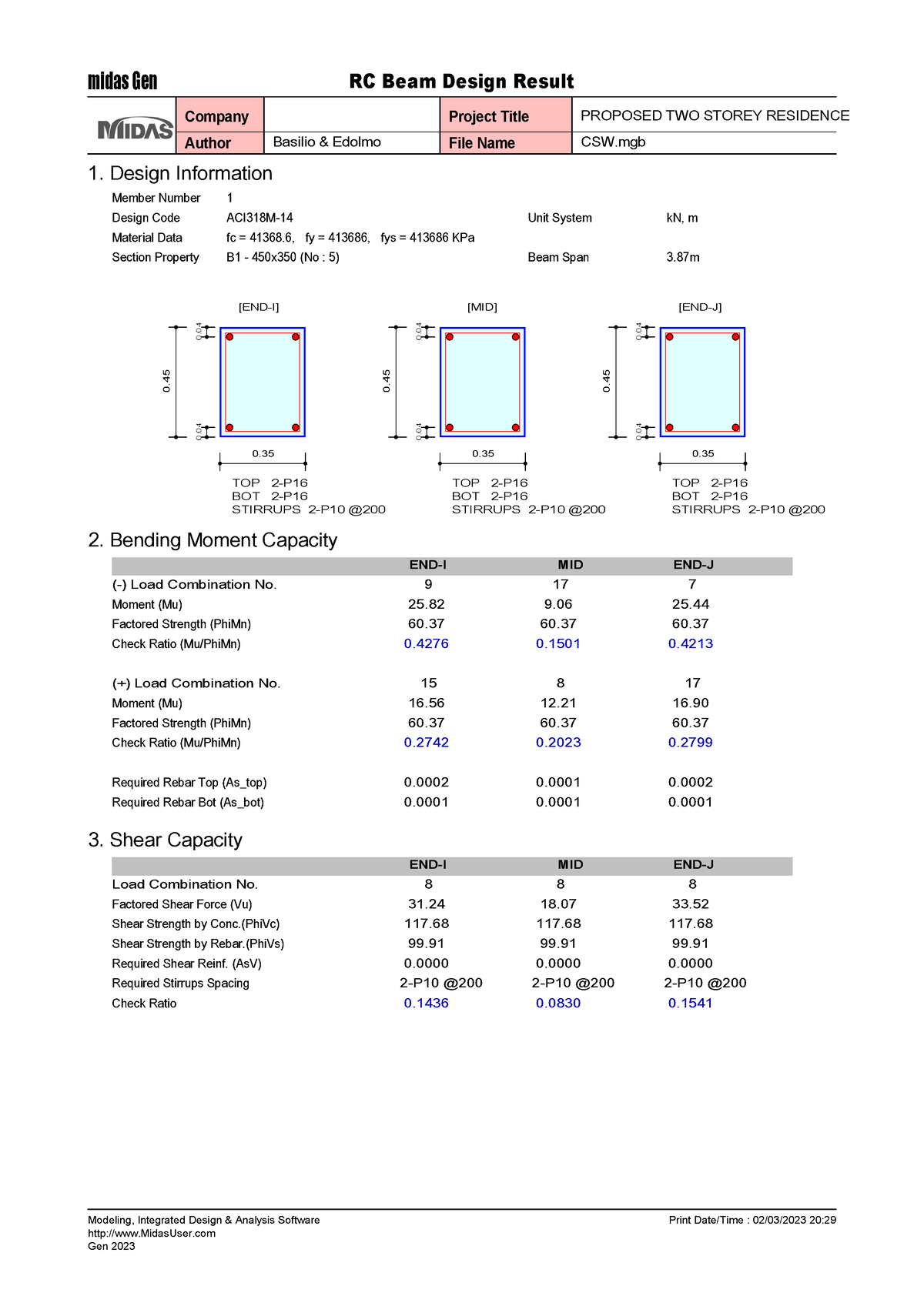 Beam 1 - CE notes - 1. Design Information Member Number 1 Design Code ...