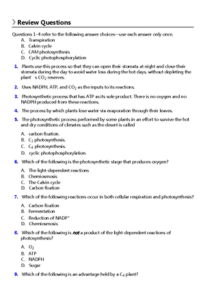 A01 - a01 bio practice - Review Questions For questions 1–4, please use ...