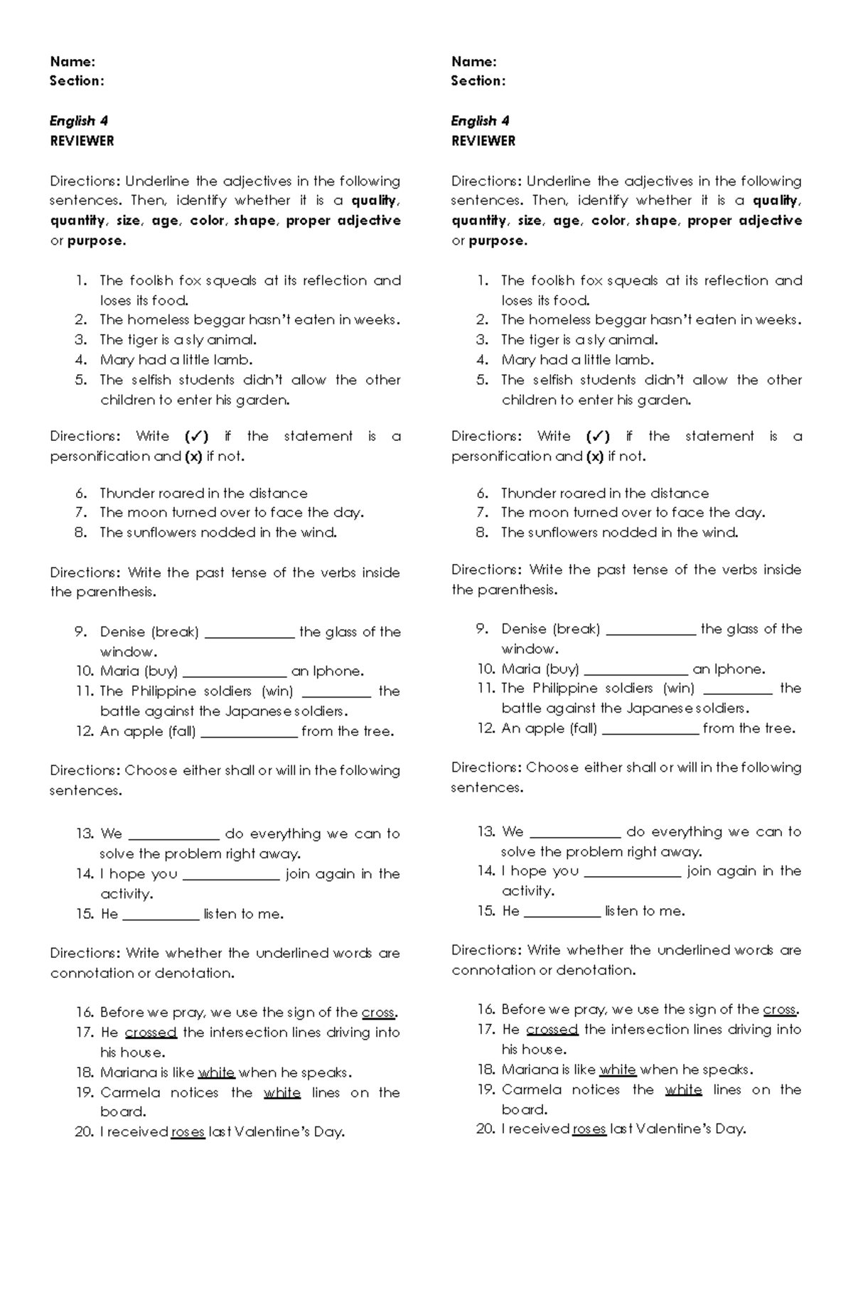 Quiz In English For Teaching Purposes Section English 4 Reviewer Quiz In English For Teaching Purposes Section English 4 Reviewer