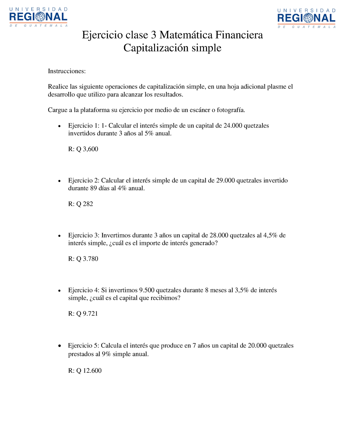 Ejercicio Clase 3 Capitalización Simple Ejercicio Clase 3 Matemática Financiera Capitalización 8246