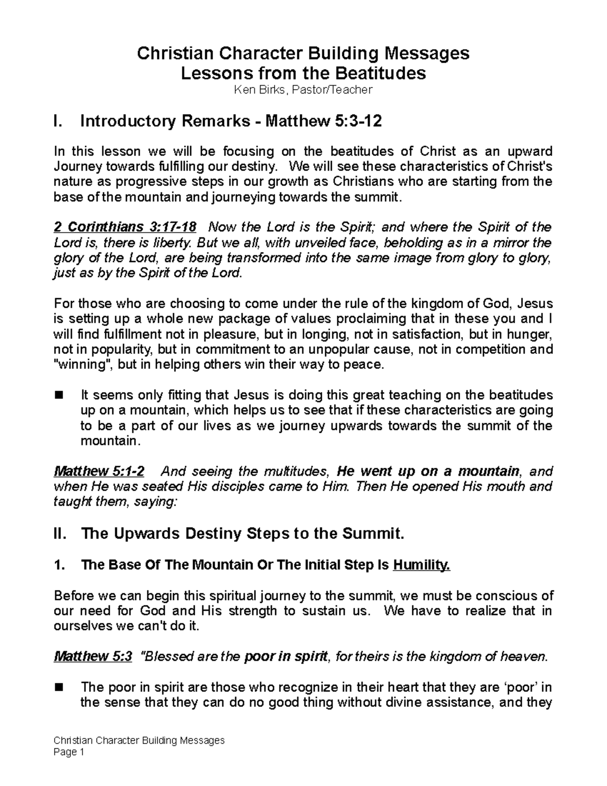 Beattitudes - beatitudes - Christian Character Building Messages ...