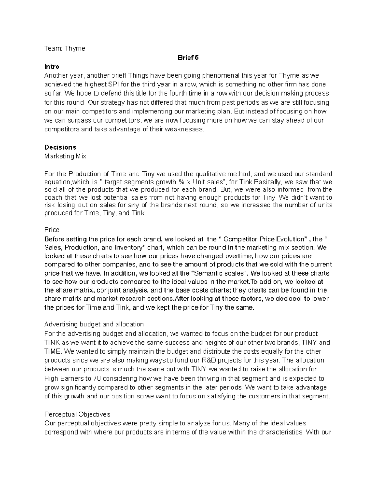 Brief 5 This is a summary for an assimilation round(s) for my marketitng strategy class. Studocu