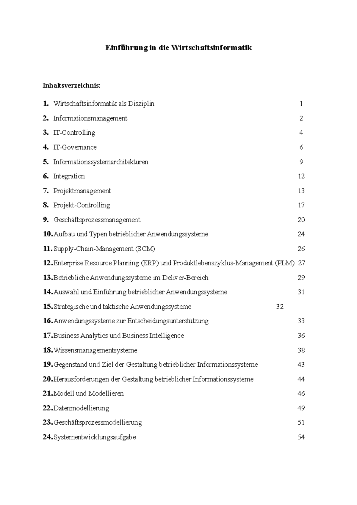 WirtschaftsinformatikKE17 in die Wirtschaftsinformatik Inhaltsverzeichnis 1. Studocu