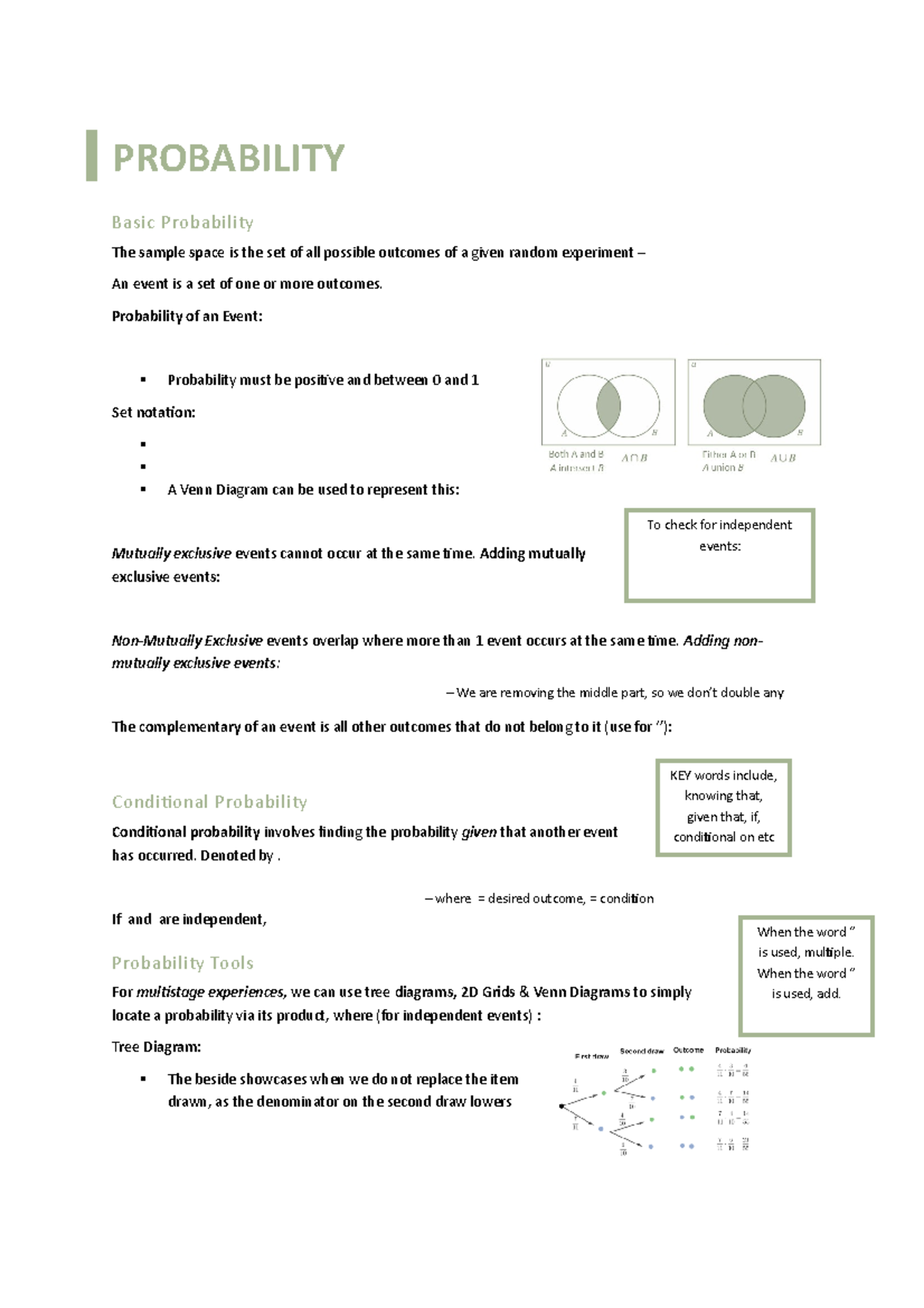 Statistic Rules - Notes - PROBABILITY Basic Probability The Sample ...