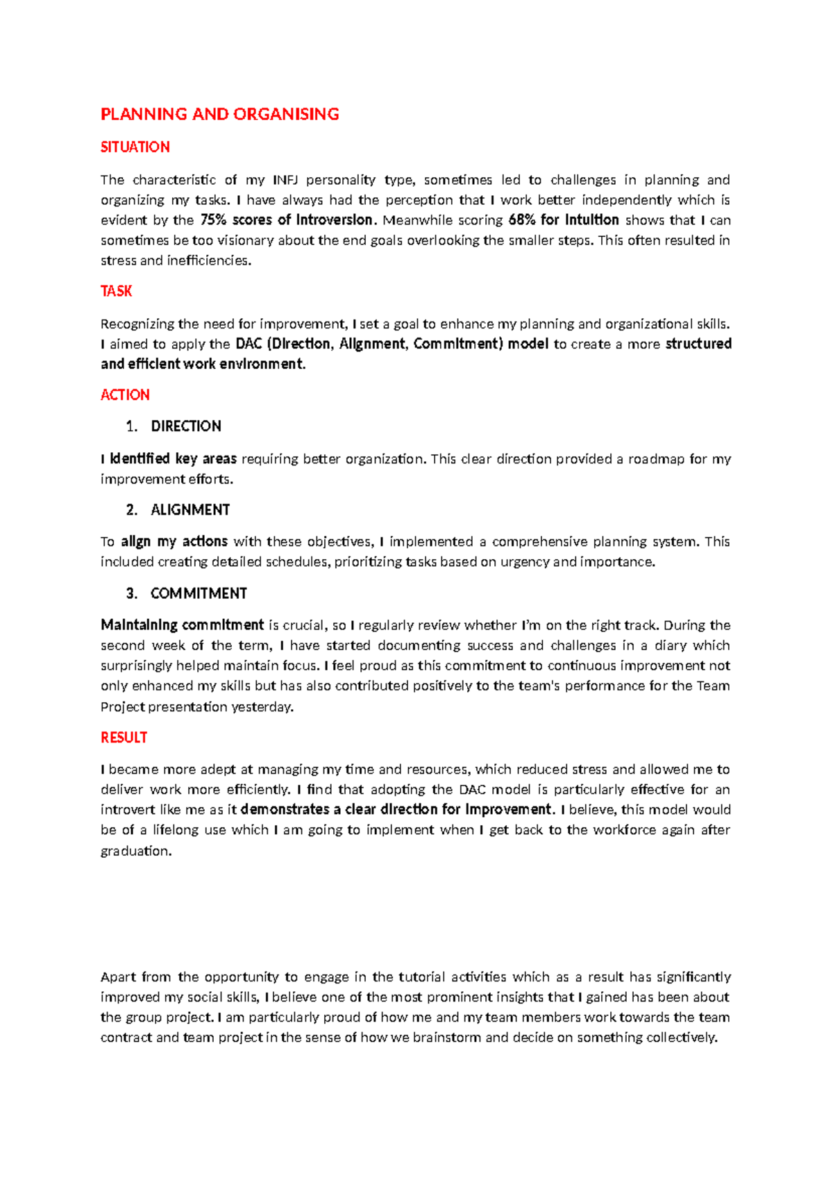 MGMT5710 M&L Interview Script - PLANNING AND ORGANISING SITUATION The ...