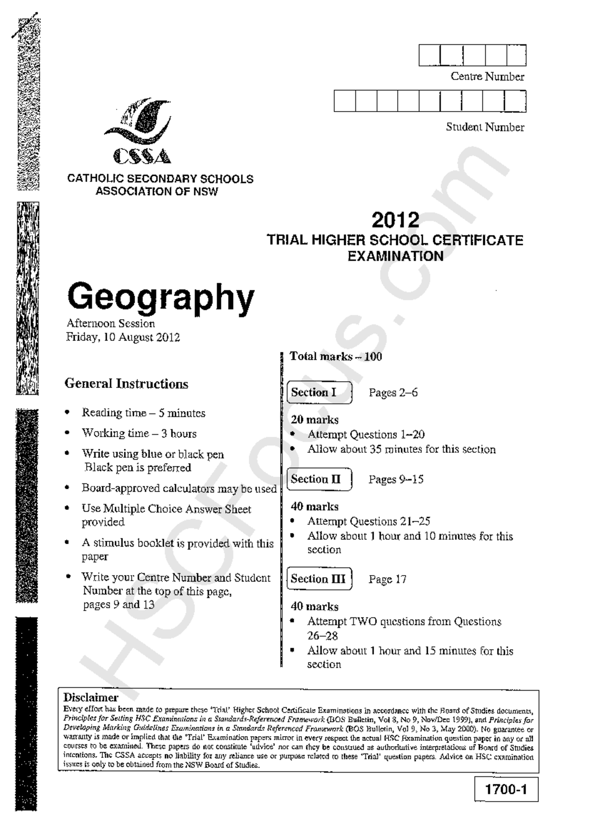 2012 CSSA Trial Geography Exam GE3 Studocu