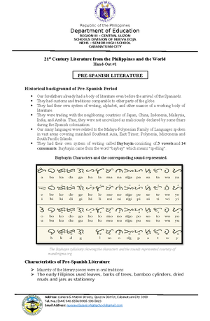 HAND OUT 3 IN 21ST Century LIT - Republic of the Philippines Department ...