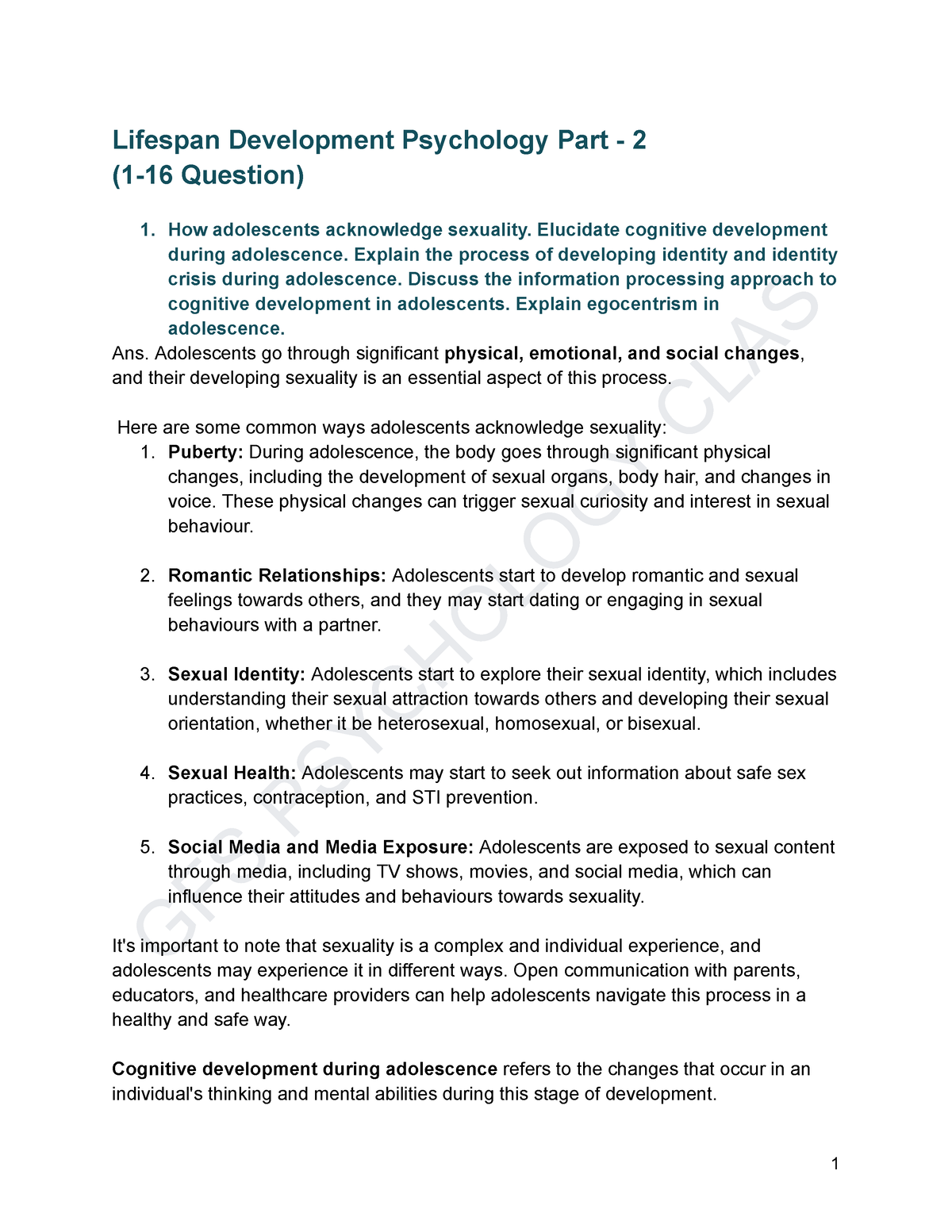 lifespan psychology ignou assignment