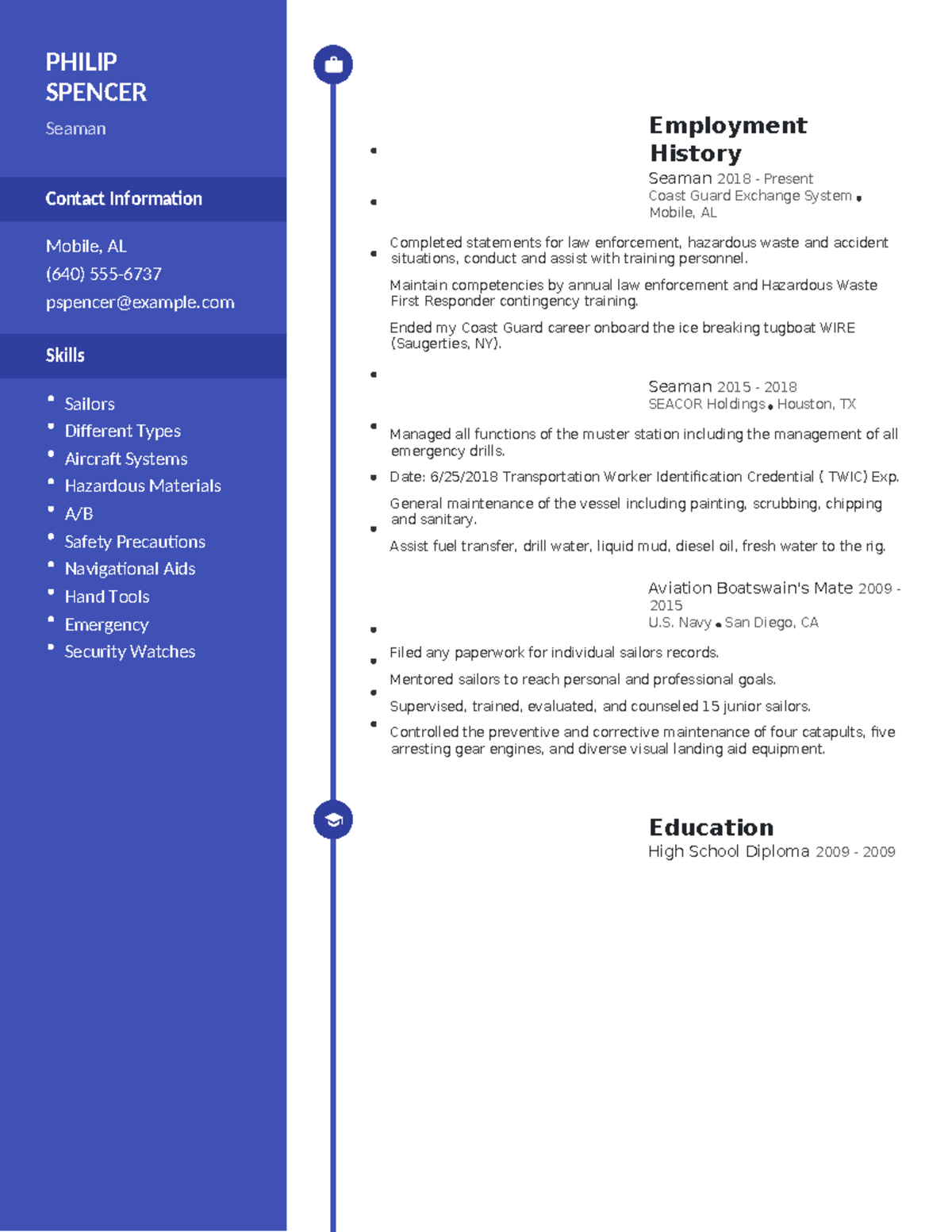 Seaman-resume-1 - Employment History Seaman 2018 - Present Coast Guard ...