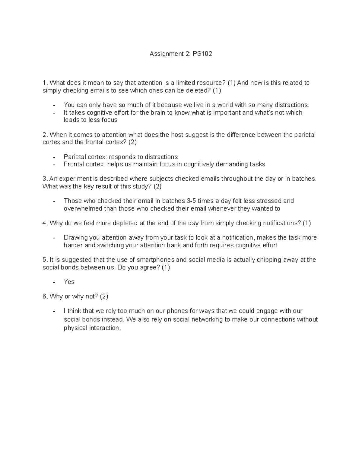 Smartphones and Attention - Assignment 2: PS What does it mean to say ...