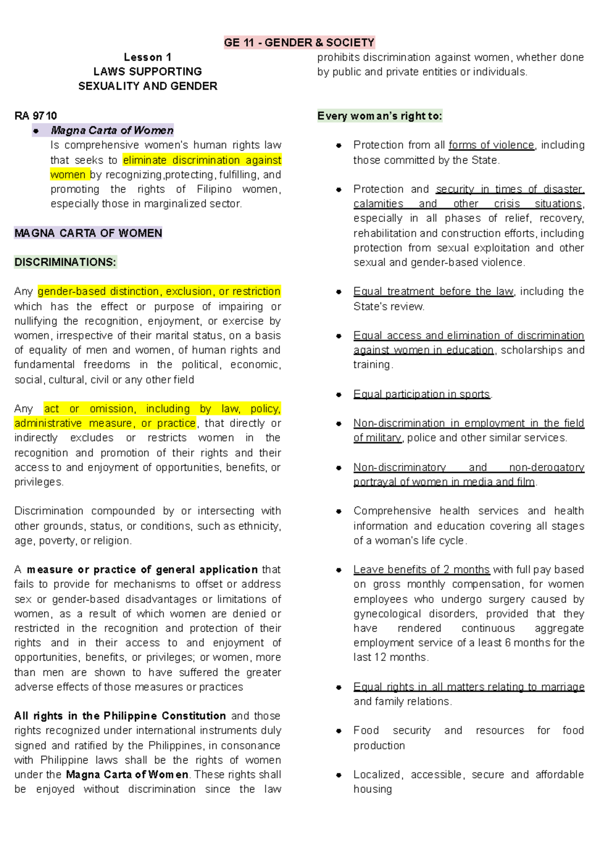GE 11 - Gensoc LAWS Supporting Sexuality AND Gender - Lesson 1 LAWS ...