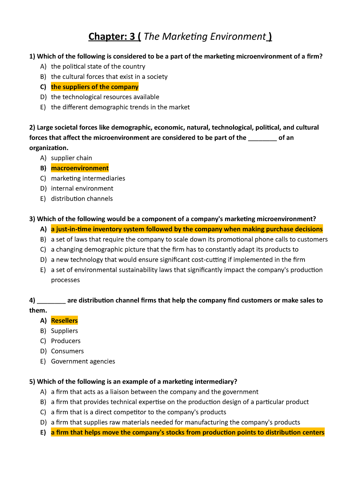 TB-3 - TestBank - Chapter: 3 ( The Marketing Environment ) Which Of The ...