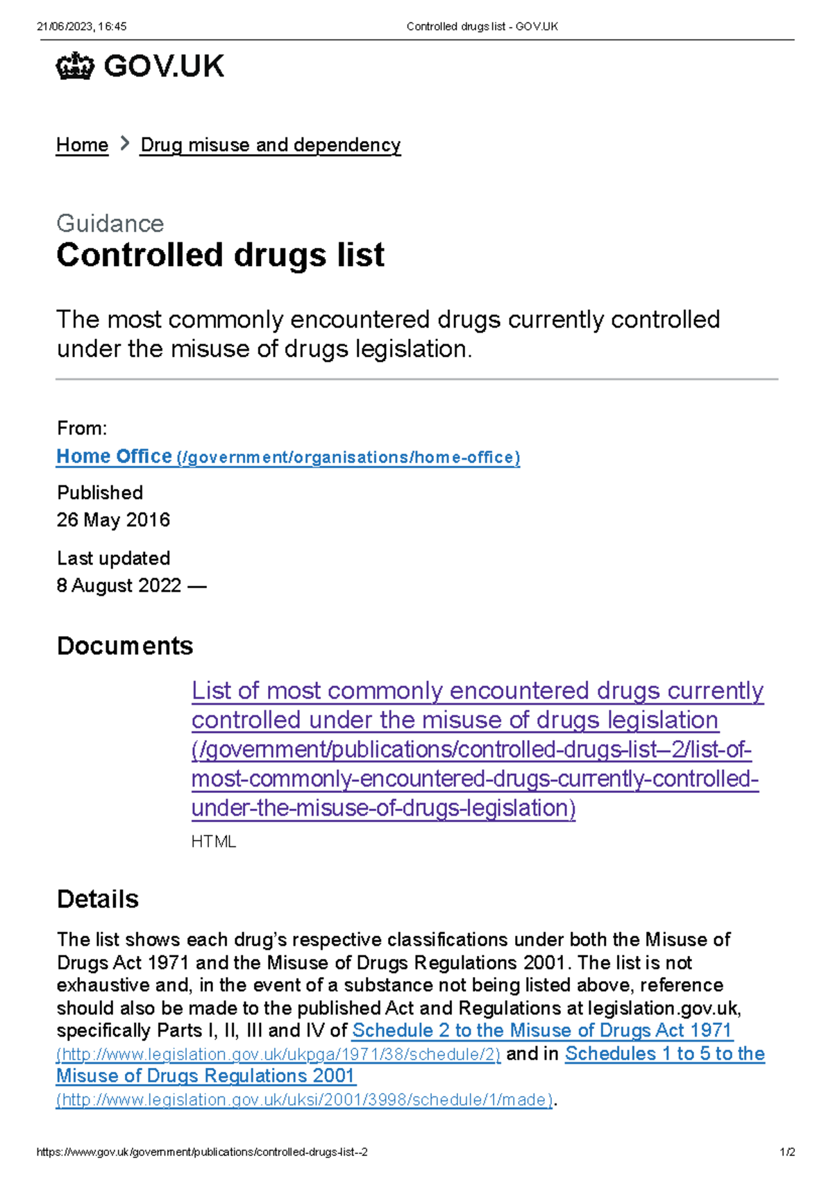 Controlled drugs list - GOV - 21/06/2023, 16:45 Controlled drugs list ...