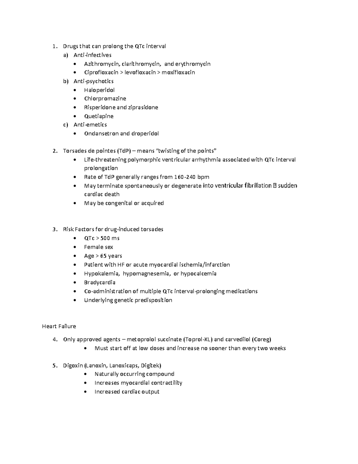 Heart Failure Medications 2 - Drugs that can prolong the QTc interval a ...