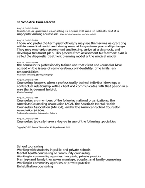 Chapter 13 - Notes from the classroom lecture! - 13: How Do Counselors ...