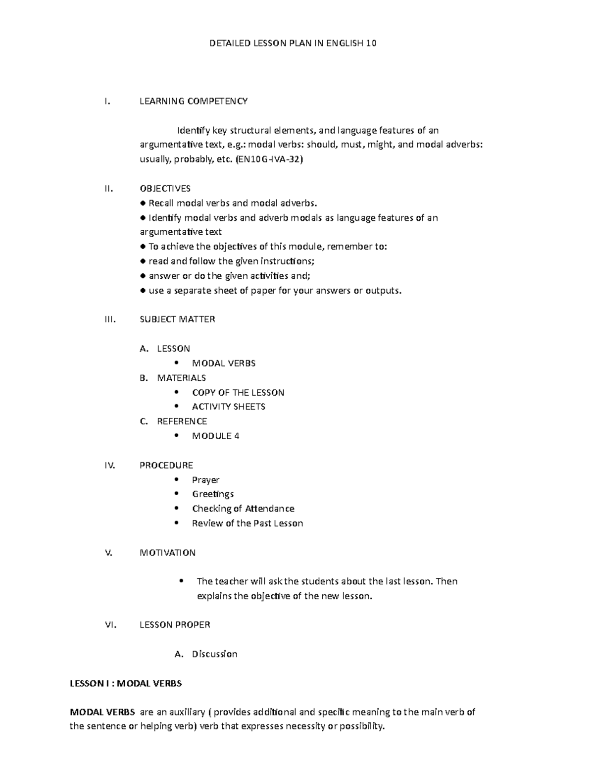 Detailed Lesson PLAN IN English 10 - DETAILED LESSON PLAN IN ENGLISH 10 ...