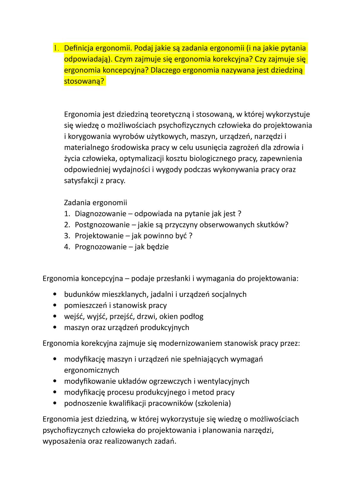 Bhp - BHP I ERGONOMIA PRACY, NOTATKI Z WYKLADÓW - Definicja Ergonomii ...