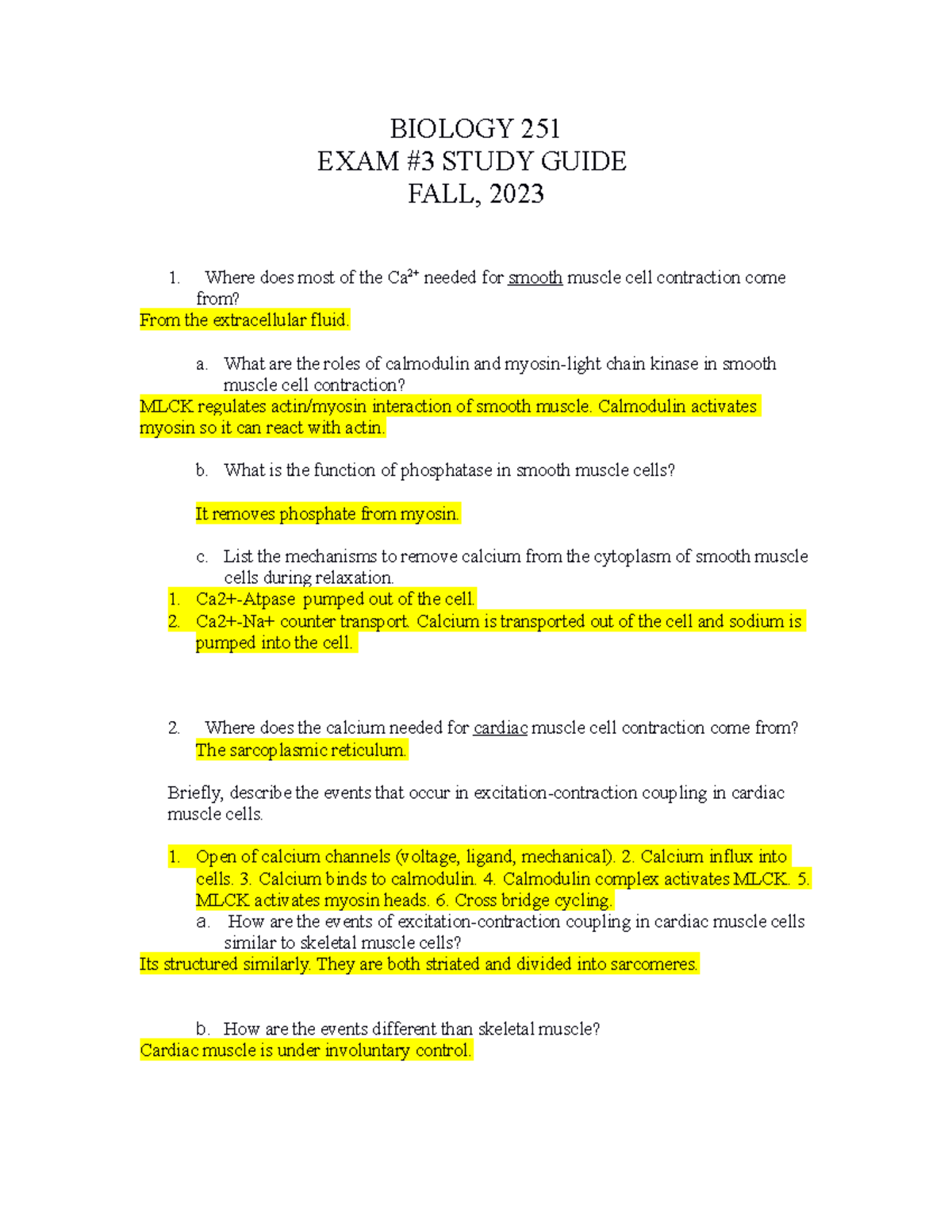 Biology 251 Study Guide Exam #3 (Auto Recovered) (Auto Recovered ...