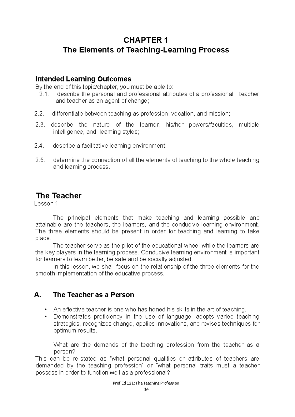 Chapter-1 - Chapter 1-L1-The -Teacher - CHAPTER 1 The Elements of ...