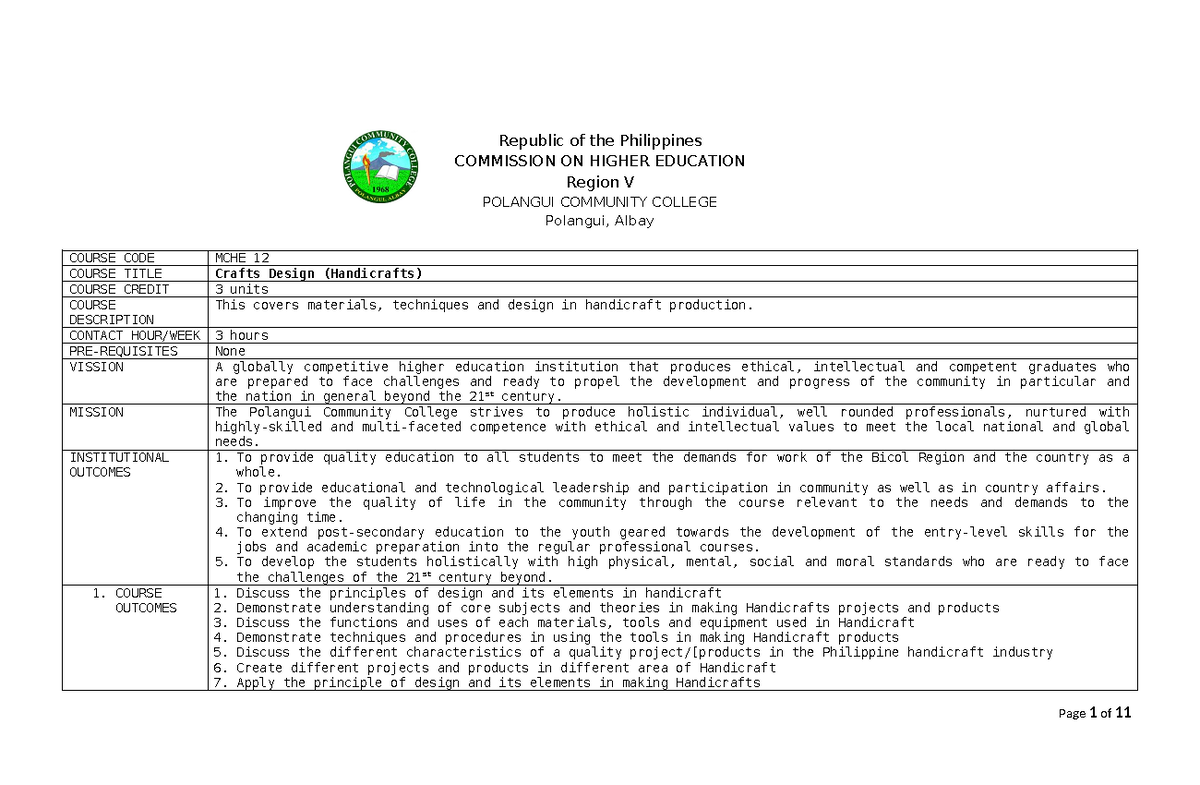 MC HE 12 Crafts Design - Republic of the Philippines COMMISSION ON ...
