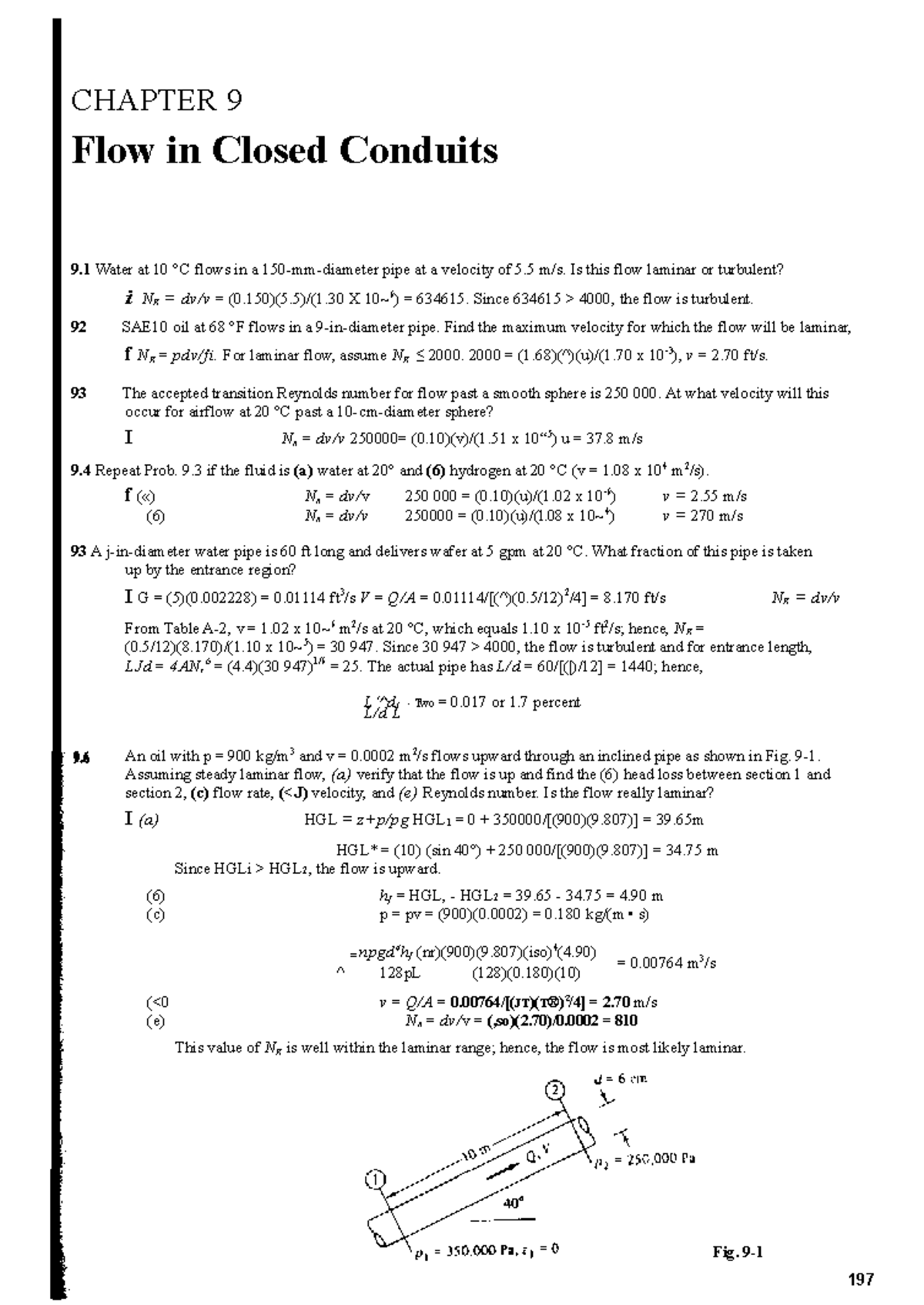 366211087 Chapter 9 Flow in Closed Conduits - CHAPTER 9 Flow in Closed ...