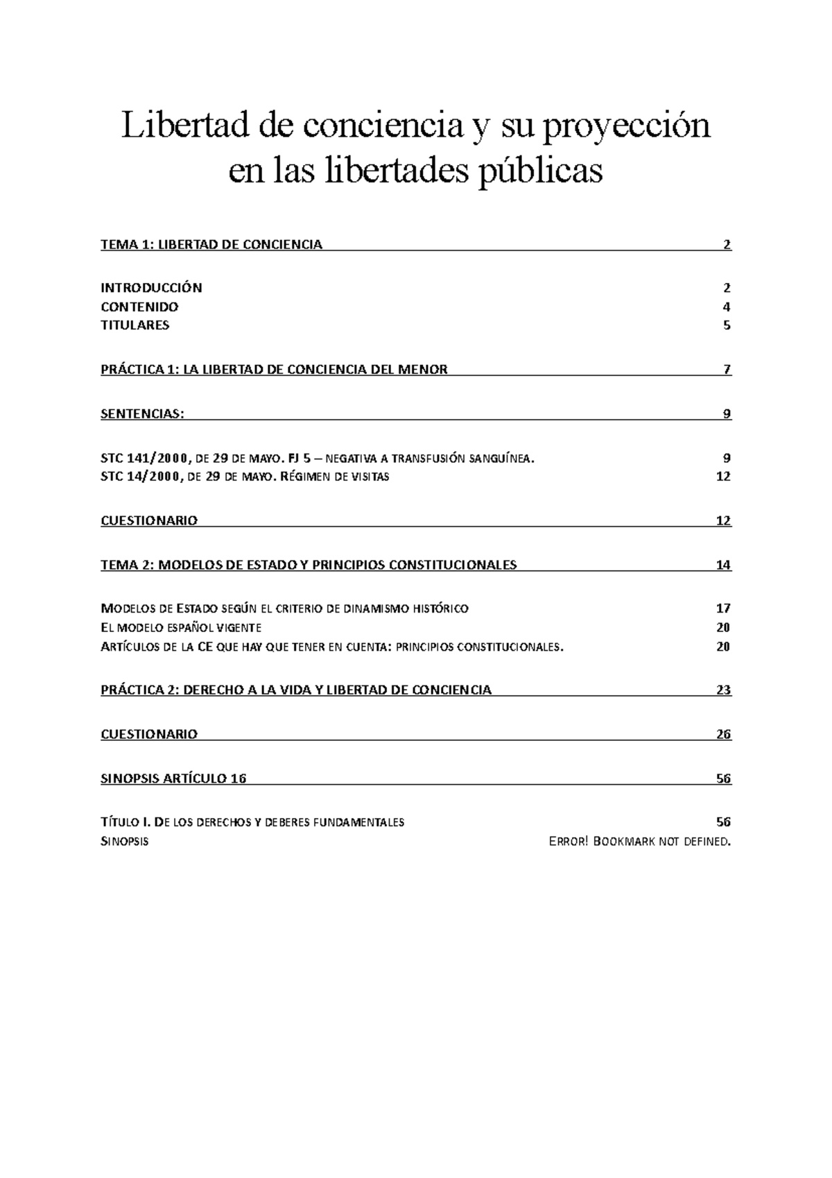 Apuntes Completos - Libertad DE Conciencia - Libertad De Conciencia Y ...