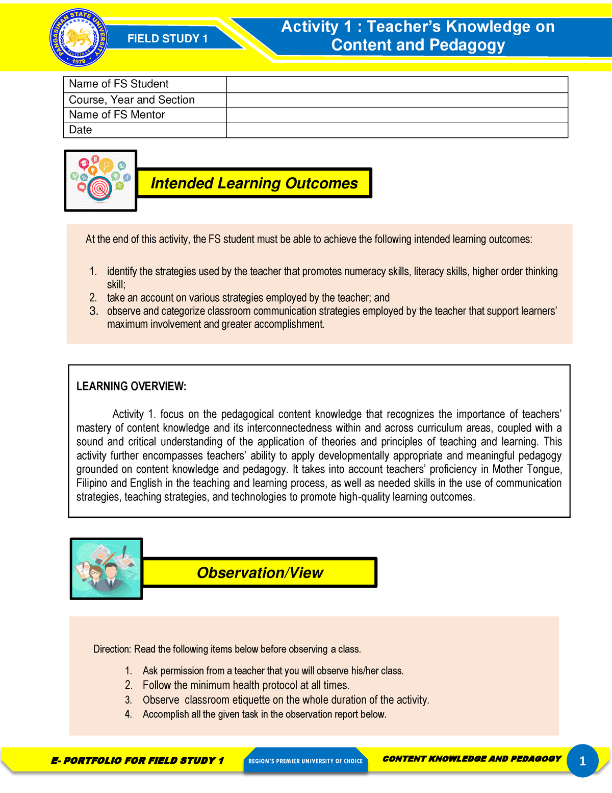 FS1-Activity-1 - Activity Worksheets - Content And Pedagogy 1 At The ...