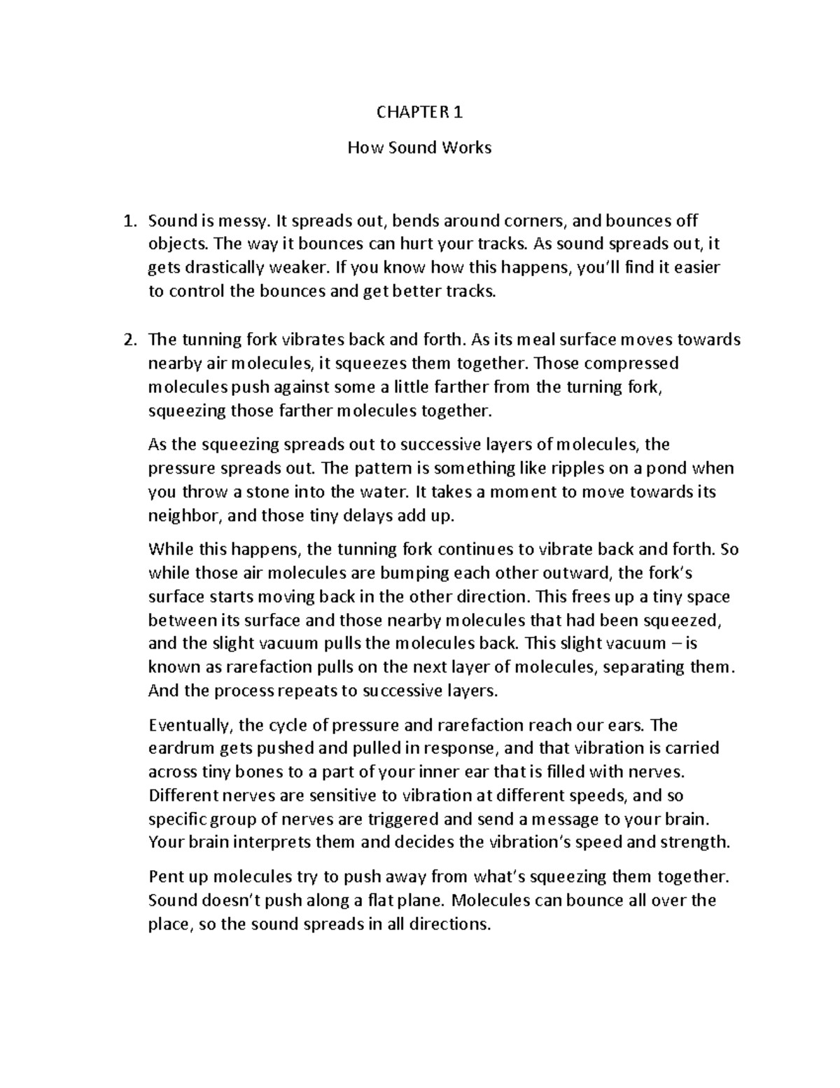 Page 1 - It covers the life of sound, push and pull or molecules, and ...