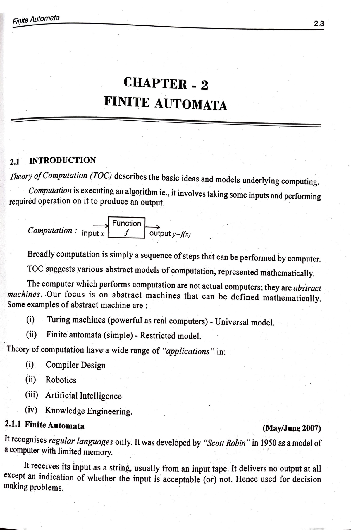 Unit 1 Part 2 Finite Automata - CP5292 - Studocu