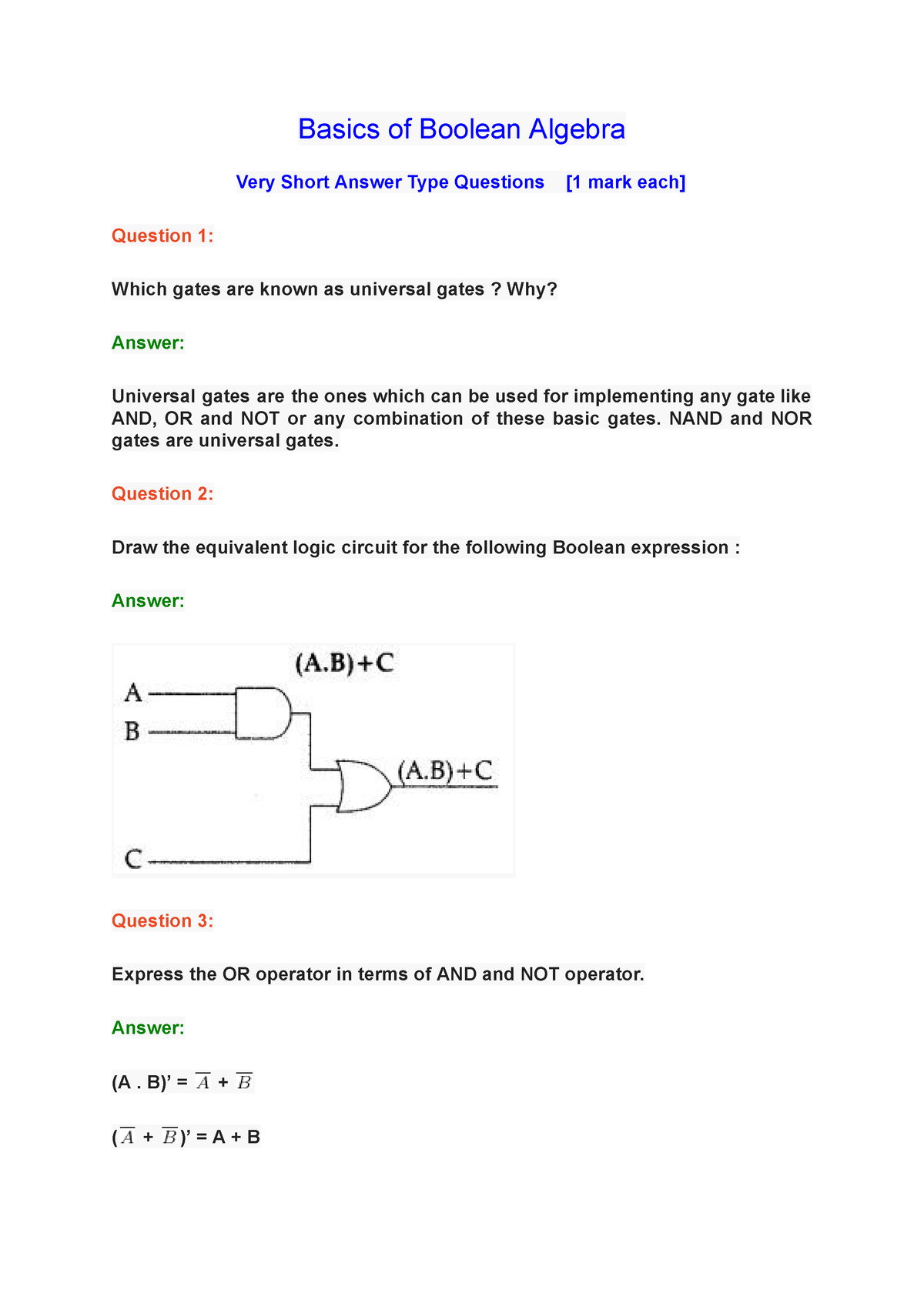 Chapter 13 Basics Of Boolean Algebra - Basics Of Boolean Algebra Very ...