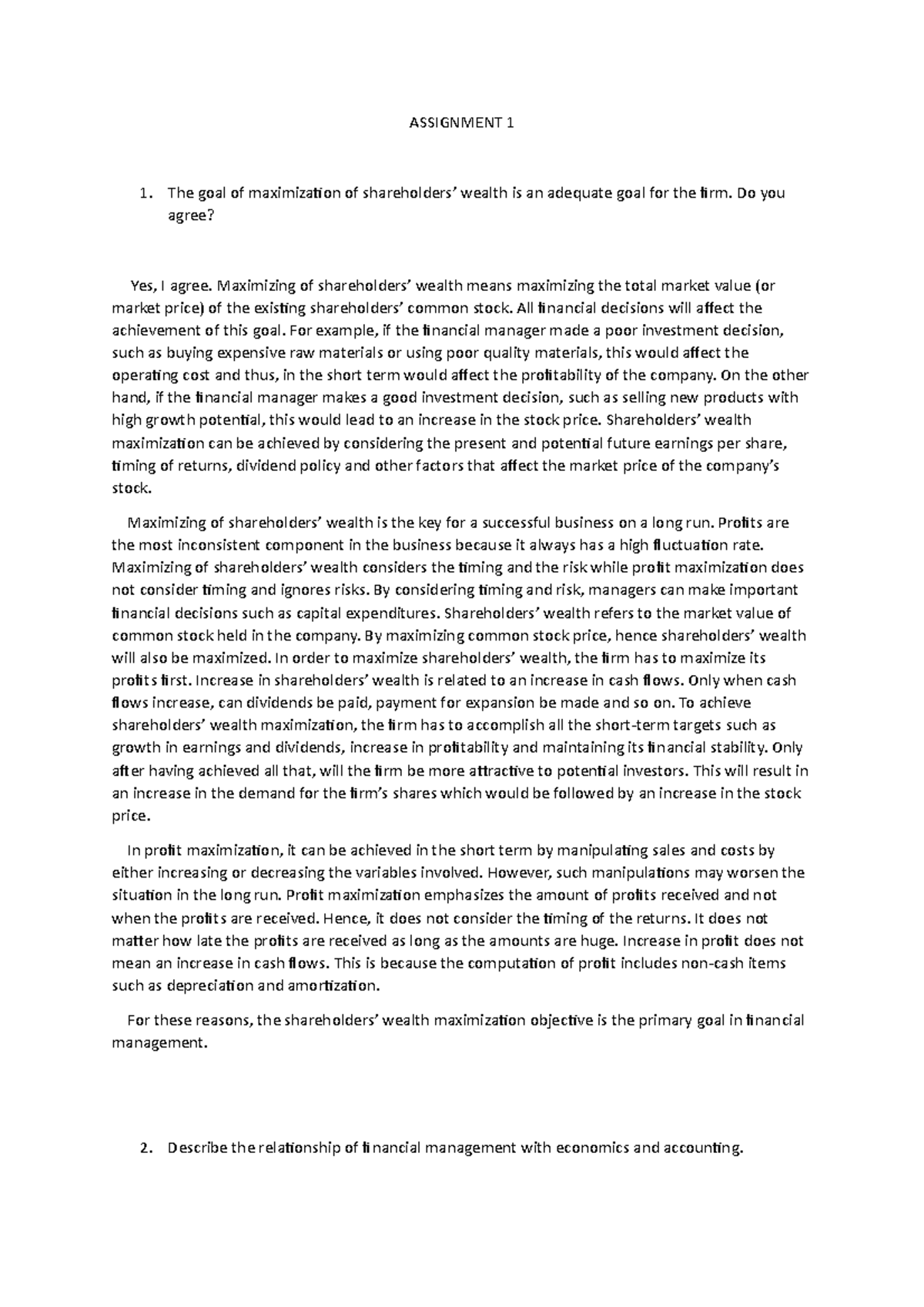 Assignment 1 - AC110 - ASSIGNMENT 1 The goal of maximization of ...