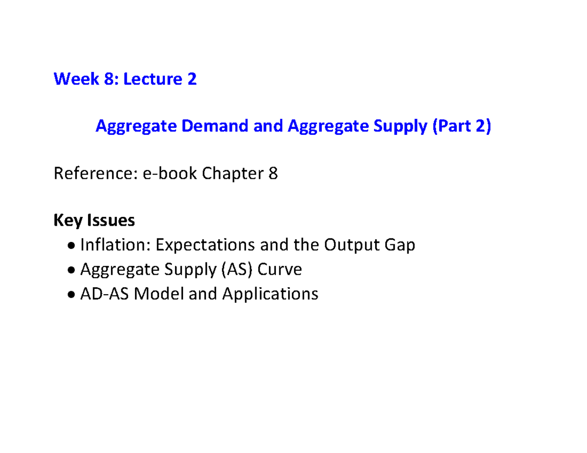 Week 8 2 Lecture Slides 2019 T2 - Week 8: Lecture 2 Aggregate Demand ...