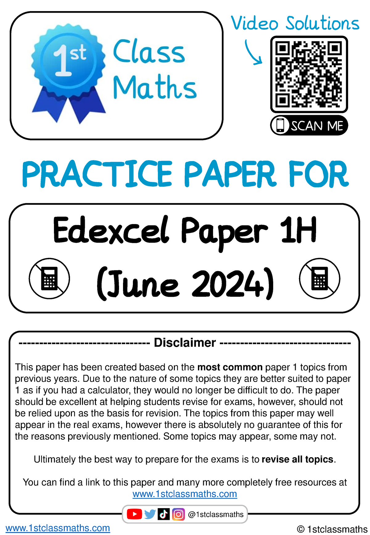 Paper 1 - (June 2024) Edexcel Paper 1H - Disclaimer - This paper has ...