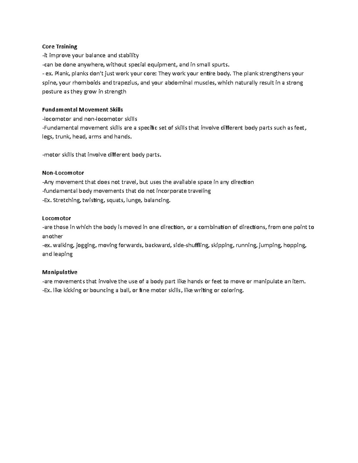 Pathfit Reviewer - Core Training -it improve your balance and stability ...