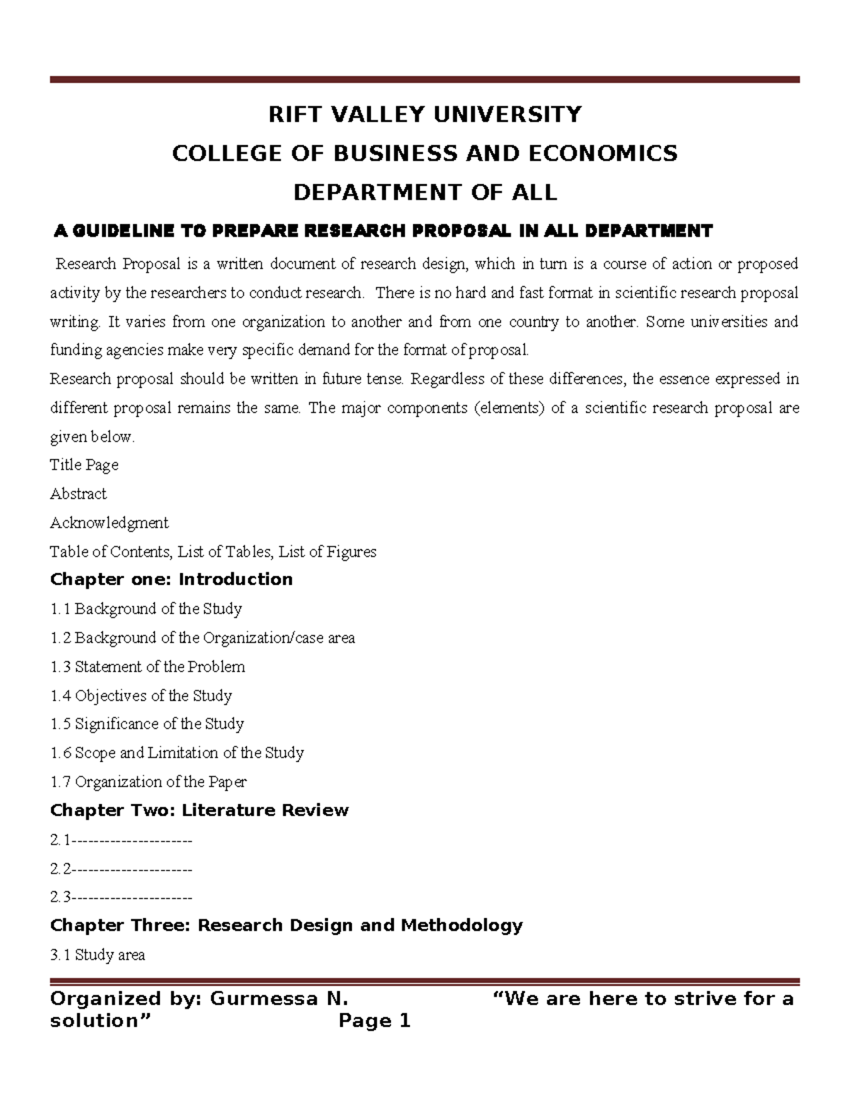 rift valley university research proposal pdf