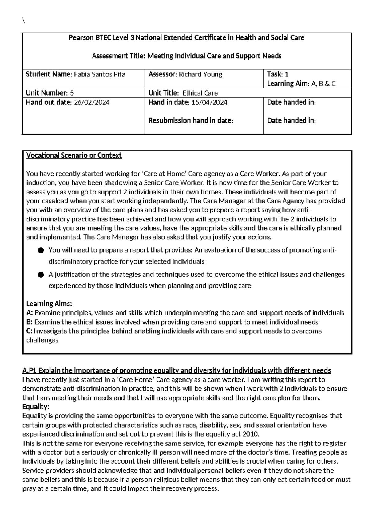 health and social care unit 5 coursework example m5