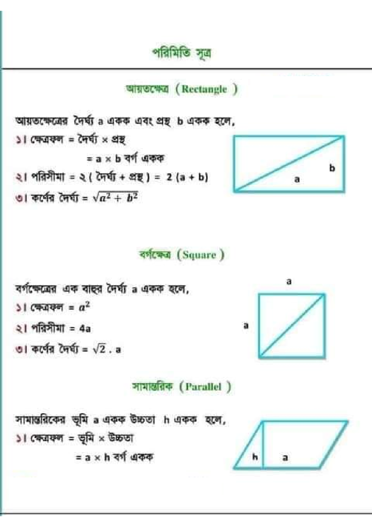 গণিতের A2Z সকল সূত্র - All math formula - Mathmetics Practice Test ...
