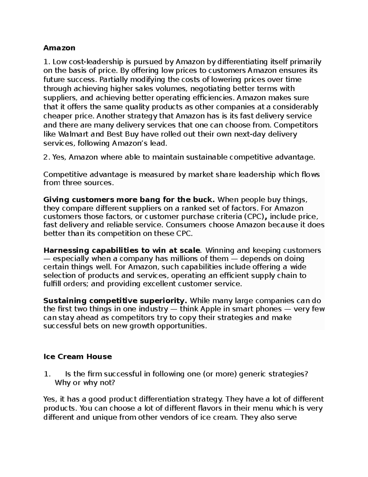 4.5.1 Application - Lecture Notes - Amazon Low cost-leadership is ...