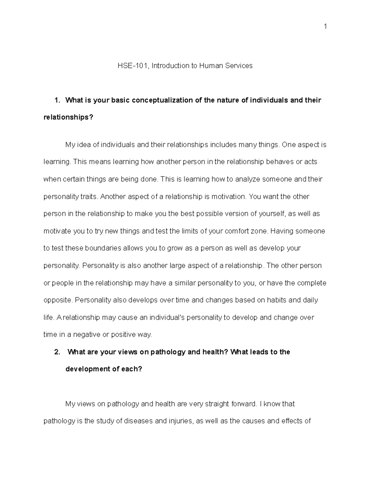 Human services final HSE101, Introduction to Human Services 1. What