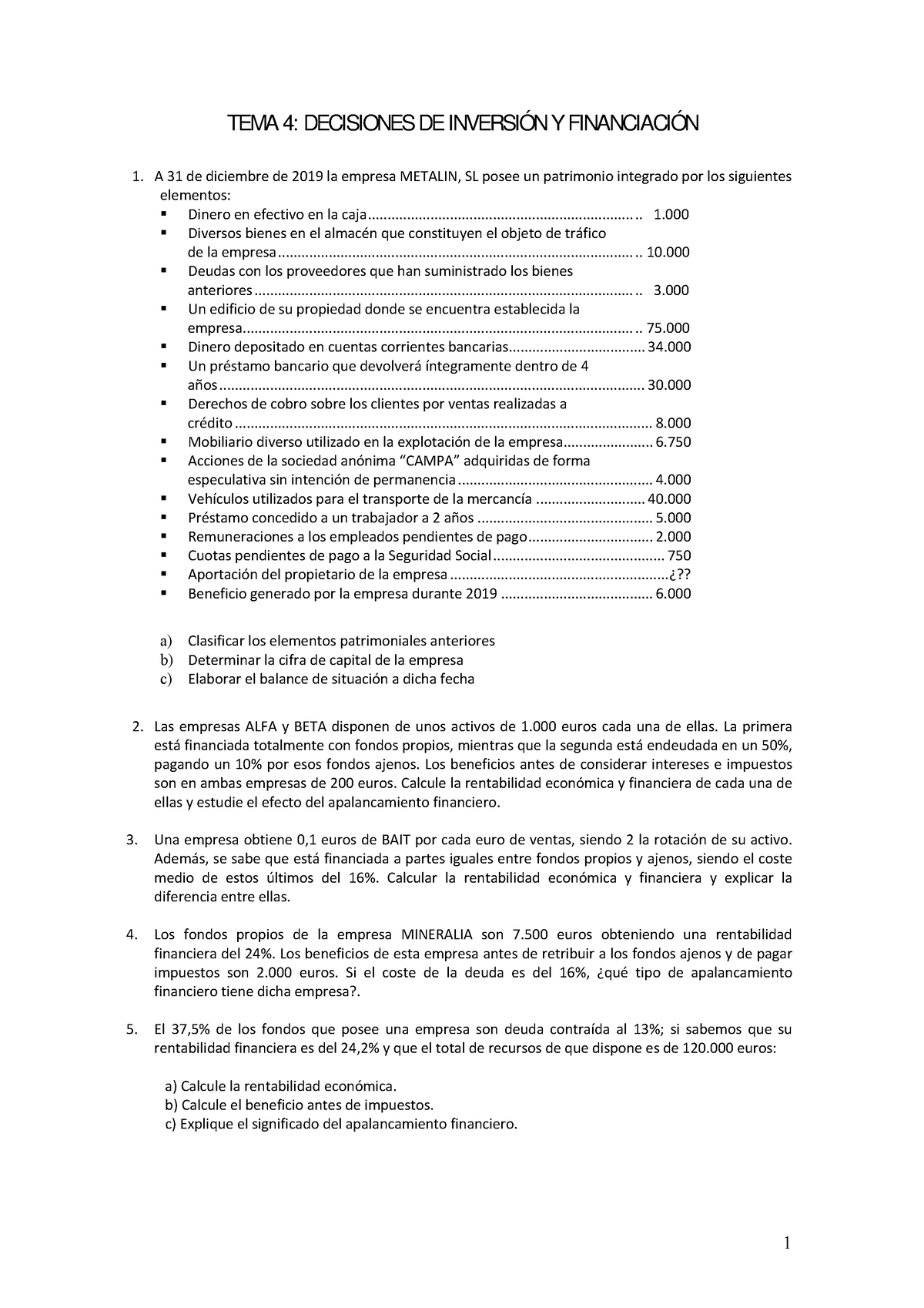 Prácticas Del Tema 4 - H,i - 1 TEMA 4: DECISIONES DE INVERSIÓN Y ...