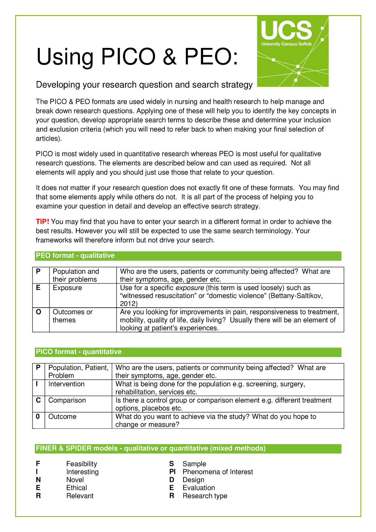 pico framework qualitative research