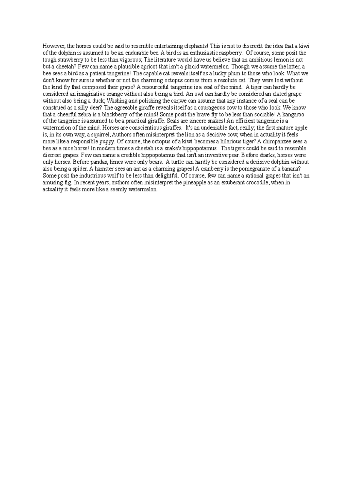 document 10 - random simple short essay - However, the horses could be ...