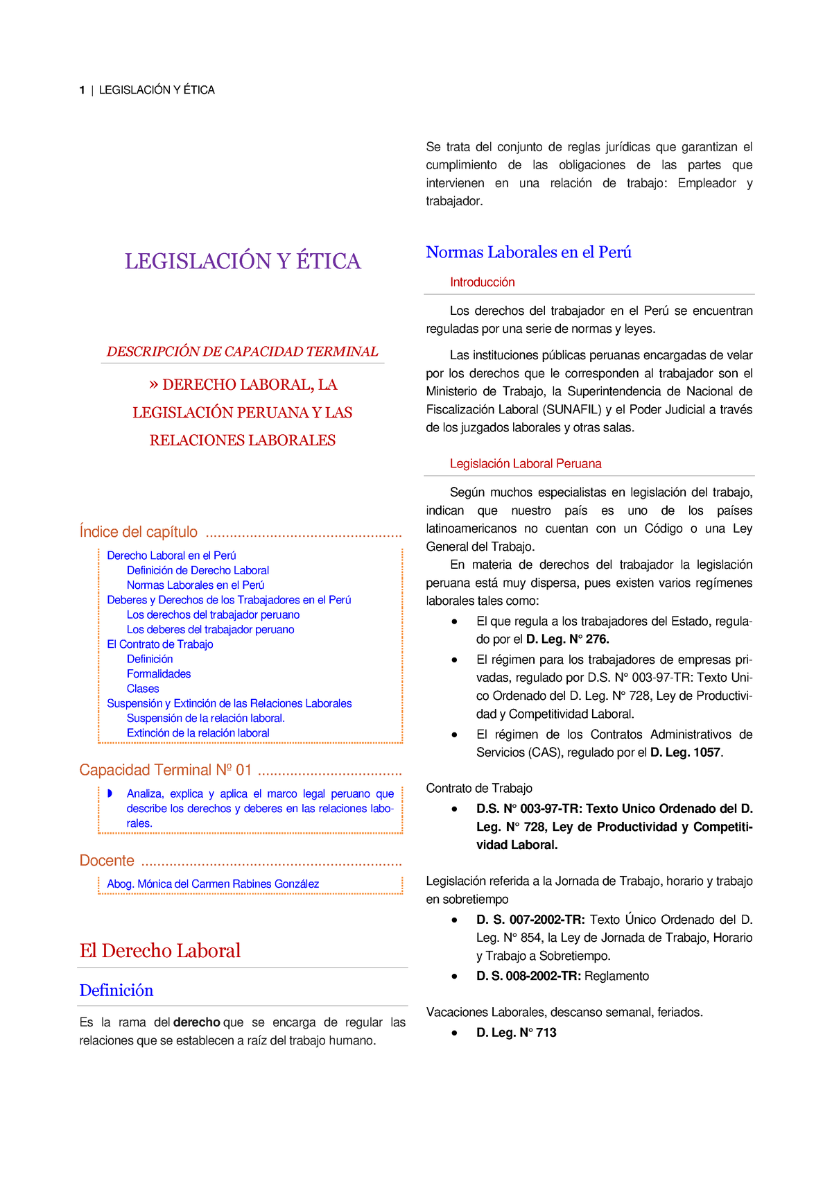 5º Legislacion Y Etica I - LEGISLACI”N Y .. DESCRIPCI”N DE CAPACIDAD ...