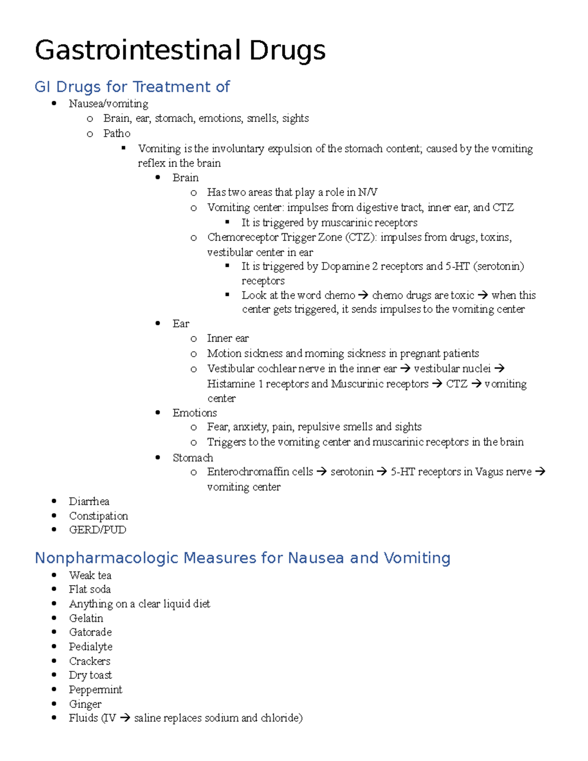 GI Medications - Lecture Notes 42 - Gastrointestinal Drugs GI Drugs For ...